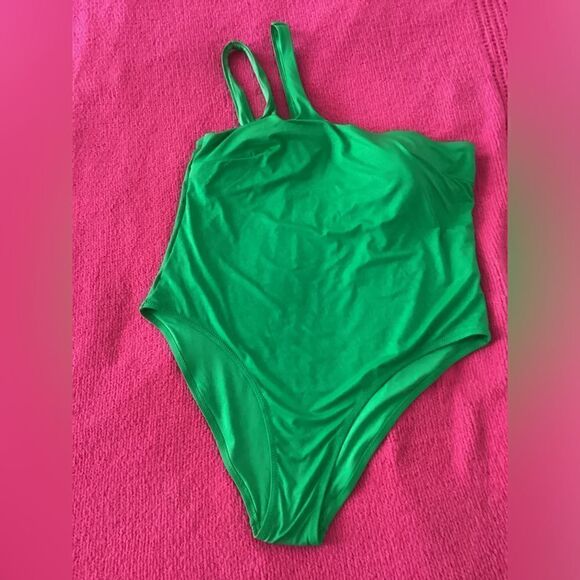 NWT H&M XL green high cut swimsuit - Picture 3 of 11